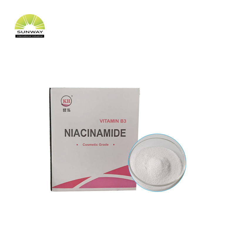 Фабричная поставка косметического сырья: порошок ниацинамида и витамина B3 для осветляющей сыворотки.